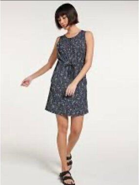 FLX Woven Tank Dress with Built-In Shorts Black Gray Floral Print active